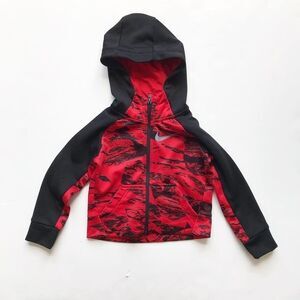 Nike red/black zip up hoodie EUC 2T